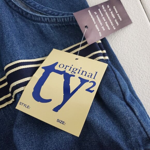 Origianl TY2 Womens Vintage Blue Denim Jumper Dress Size 16 Pockets Maxi Modest - Picture 6 of 10